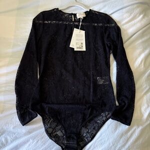 Sezane Esteve Bodysuit Black - Size XL